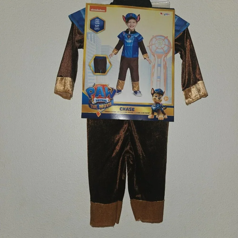 NWT Paw Patrol Chase Halloween Costume Boys Toddler 2T Disguise Brown Blue